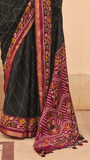 Black and Red Kantha Floral Diamond Soft Cotton Saree