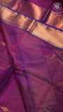 Violet Line Diamond Zari Handloom Pure Maheshwari Silk Saree