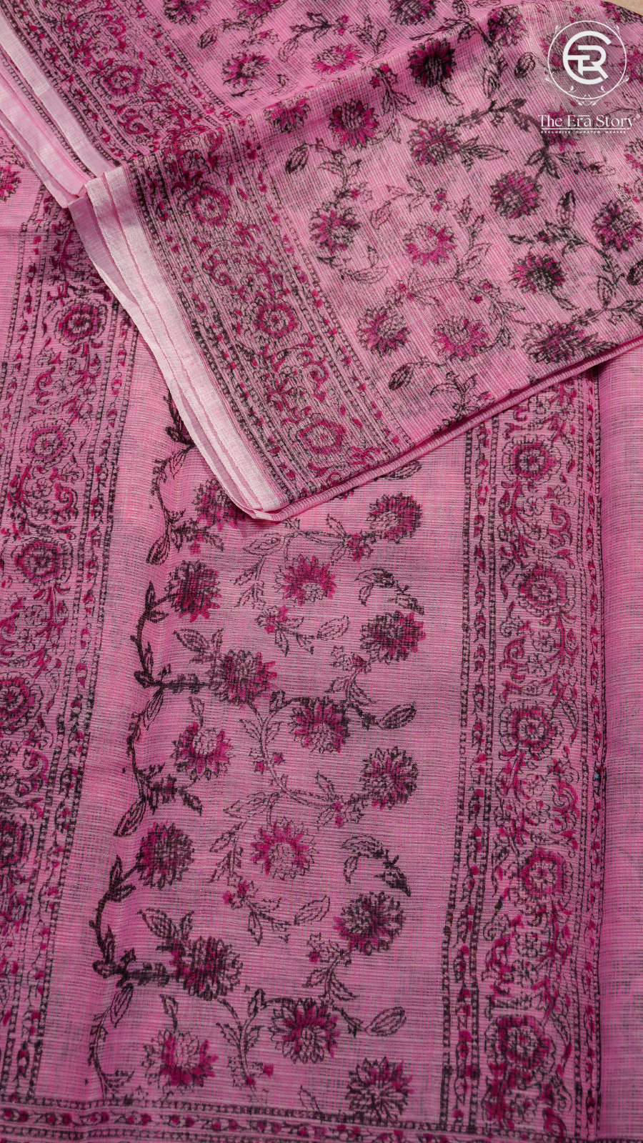 Pink & Magenta Floral Kota Doria Summer Cotton Saree
