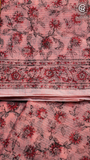 Peach Red Floral Kota Doria Summer Cotton Saree