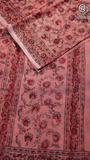 Peach Red Floral Kota Doria Summer Cotton Saree