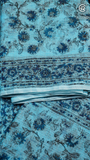 Blue Floral Kota Doria Summer Cotton Saree
