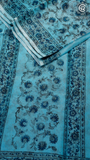Blue Floral Kota Doria Summer Cotton Saree