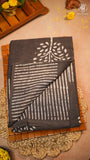 Brown & White Floral Handblocked Pure Mul Cotton Saree