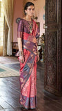 Ruby Pink and Purple Dual Shade Ikkat Kanchi Soft Silk