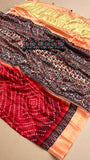 Red and Beige Bandhini Gajji Silk Saree