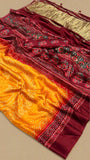 Orange and Maroon Bandhini Gajji Silk Saree