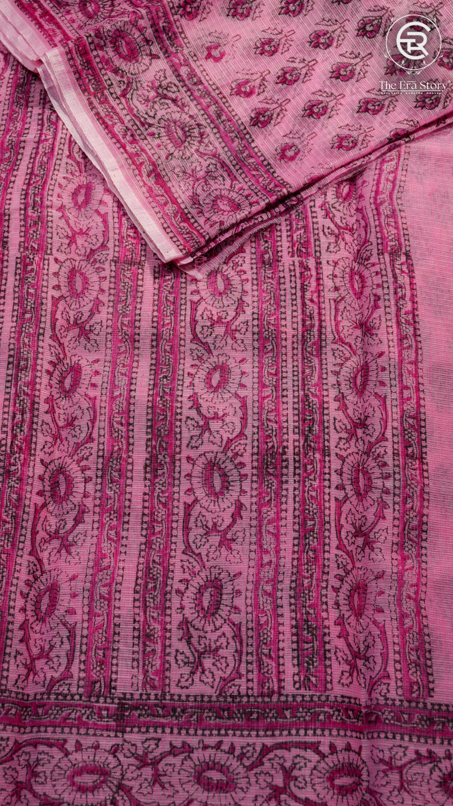 Pink Maroon Floral Kota Doria Summer Cotton Saree