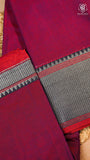 Magenta & Red Silver Checkered Zari Border Handloom Narayanpet Cotton Saree