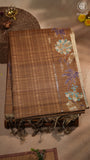 Brown Floral Border Kantha Matka Tussar Silk Saree