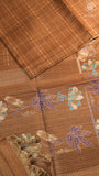 Brown Floral Border Kantha Matka Tussar Silk Saree