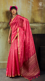 Pink & Magenta Floral Tussar Silk Saree