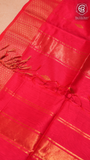 Red Line Diamond Zari Handloom Pure Maheshwari Silk Saree