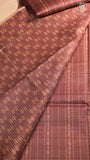 Burgundy Plum Floral Border Kantha Matka Tussar Silk Saree
