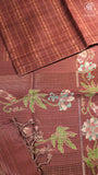 Burgundy Plum Floral Border Kantha Matka Tussar Silk Saree