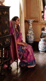 Purple and Blue Dual Shade Ikkat Kanchi Soft Silk