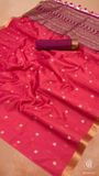 Pink & Magenta Floral Tussar Silk Saree
