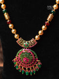 Aalaya Emerald Ruby Pearl Pendant Necklace