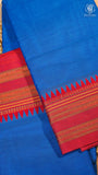 Royal Blue & Red Temple Border Handloom Narayanpet Cotton Saree