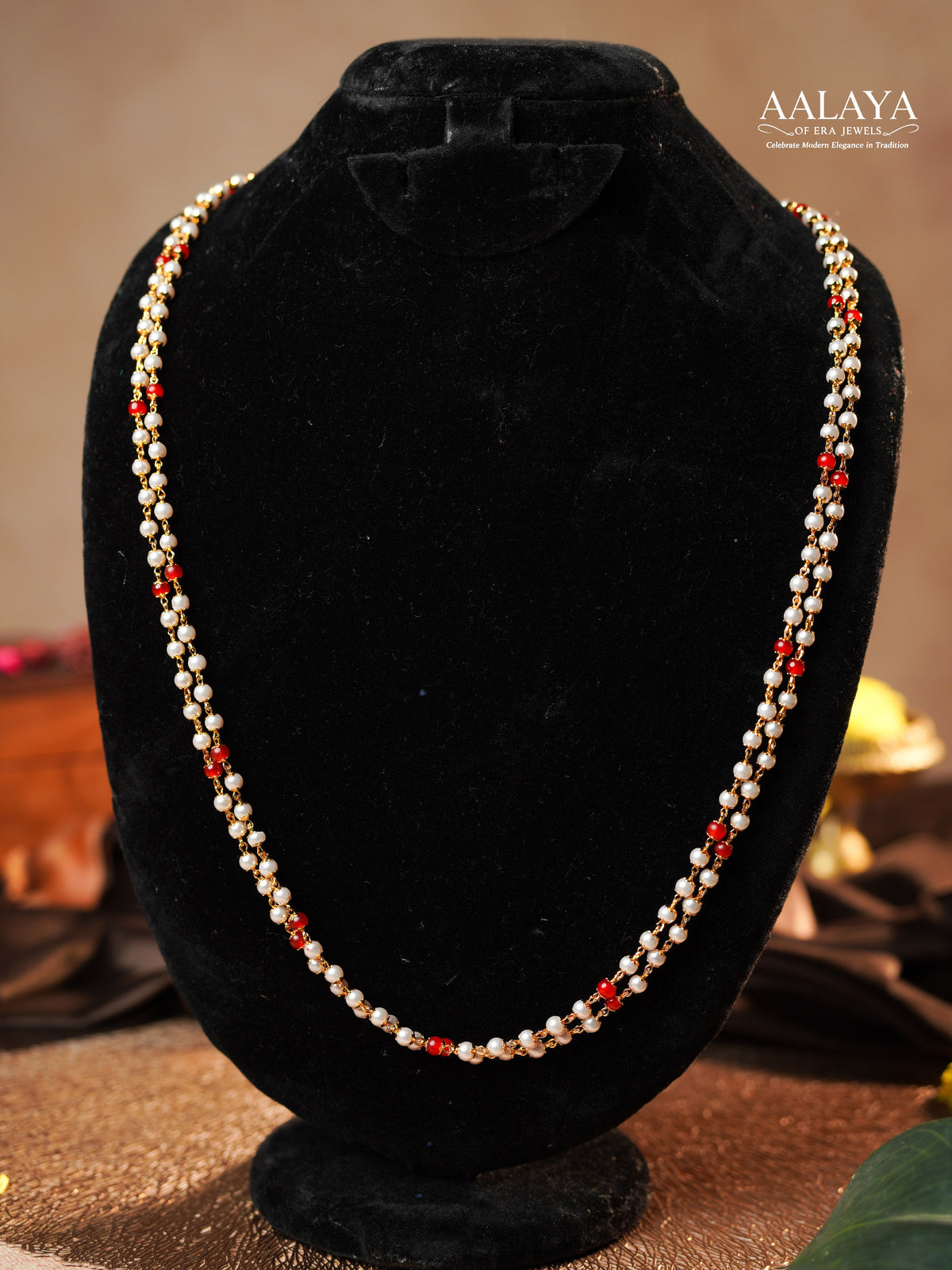 Aalaya Pearl Coral Double-Strand Necklace