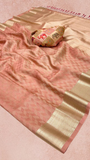 Peach Pure Viscose Zari Tissue Silk Saree