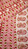 Pink & Red Floral Handblocked Pure Georgette Saree