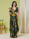 Yellow and Green Pochampally Soft Silk Saree