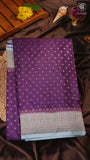 Purple & Baby Blue Pure Crepe Chiffon Banarasi Silk Saree