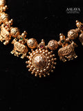 Aalaya Antique Gold Elephant Heritage Necklace Set