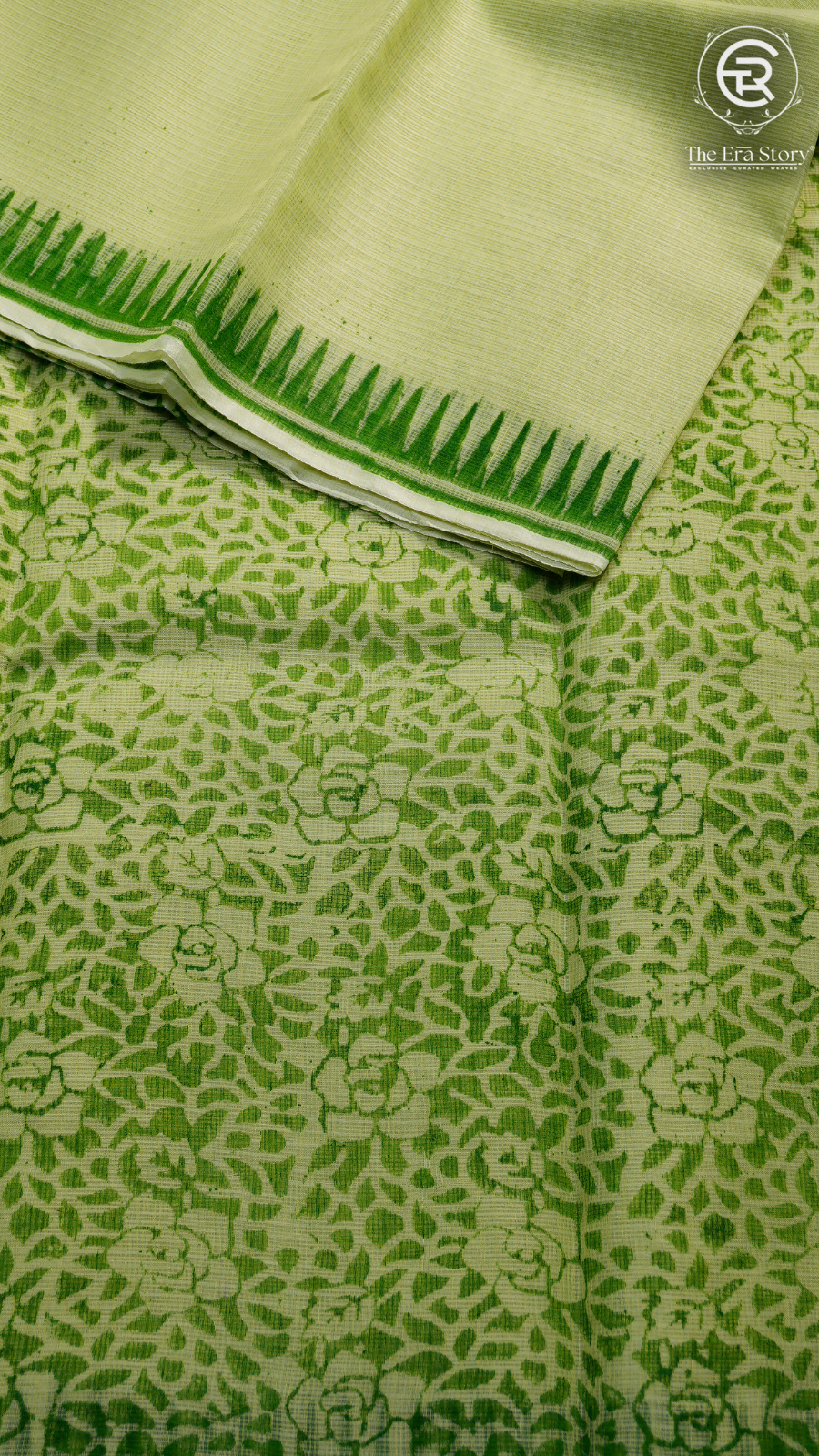 Pista Green Temple Kota Doria Summer Cotton Saree