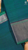 Teal Blue & Green Silver Checkered Zari Border Handloom Narayanpet Cotton Saree