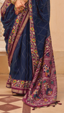 Blue and Pink Kantha Floral Diamond Soft Cotton Saree