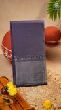 Pastel Purple Silver Checkered Zari Border Handloom Narayanpet Cotton Saree