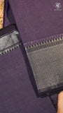 Pastel Purple Silver Checkered Zari Border Handloom Narayanpet Cotton Saree