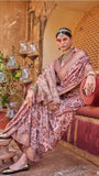 Pink Foil Printed Floral Contemporary Banarasi Crepe Silk Saree ERA10PNK