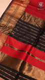 Red & Black Handloom Zari Pure Maheshwari Silk Saree