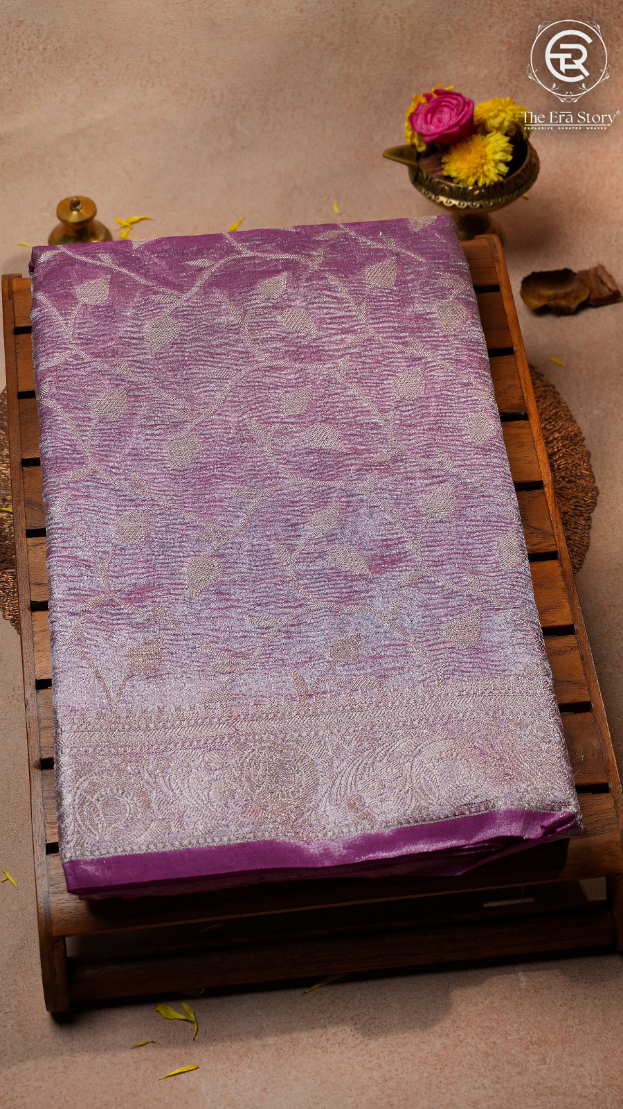 Purple and Silver Premium Tissue Silk Saree
