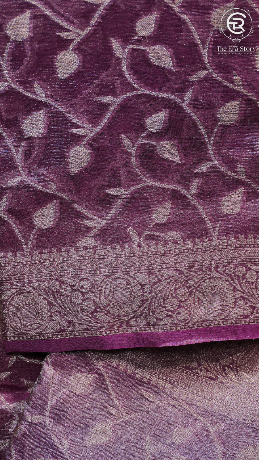Purple and Silver Premium Tissue Silk Saree