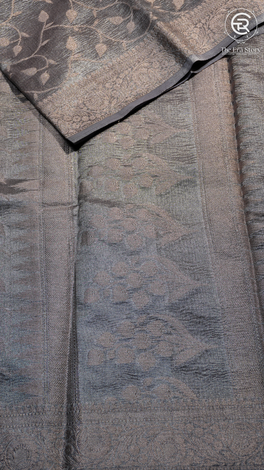Grey and Silver Premium Tissue Silk Saree