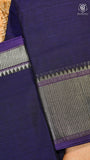 Violet Silver Checkered Zari Border Handloom Narayanpet Cotton Saree