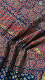 Blue & Green Floral Handblocked Pure Maheshwari Cotton Sarees