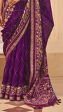 Purple Kantha Floral Diamond Soft Cotton Saree