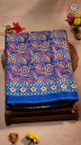 Blue Red & Yellow Mulmul Cotton Saree