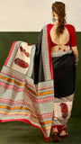 Black and Beige Ajrakh Hand Blocked Pure Cotton Saree