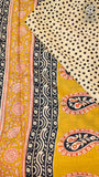 Black and Red Mango Patterned Handblocked Pure Cotton Saree