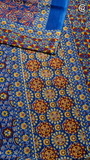 Blue Red & Yellow Mulmul Cotton Saree