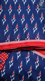 Navy Blue Red & White Mulmul Cotton Saree