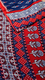 Navy Blue Red & White Mulmul Cotton Saree