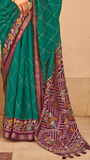 Green and Pink Kantha Floral Diamond Soft Cotton Saree