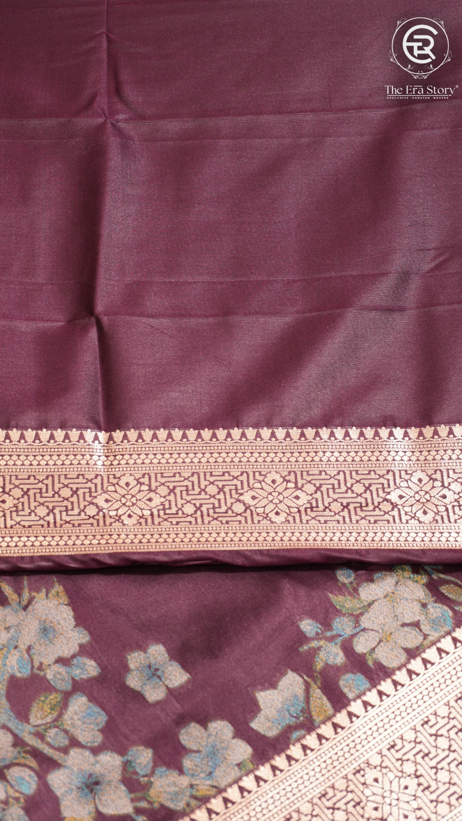 Purple and Gold Zari Weaved Floral Banarasi Silk Saree